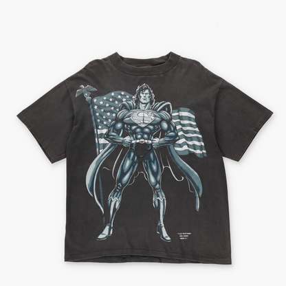 1994 Marvel DC Superman American Flag Graphic Single Stitch T-Shirt (M)