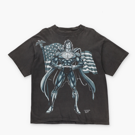 1994 Marvel DC Superman American Flag Graphic Single Stitch T-Shirt (M)