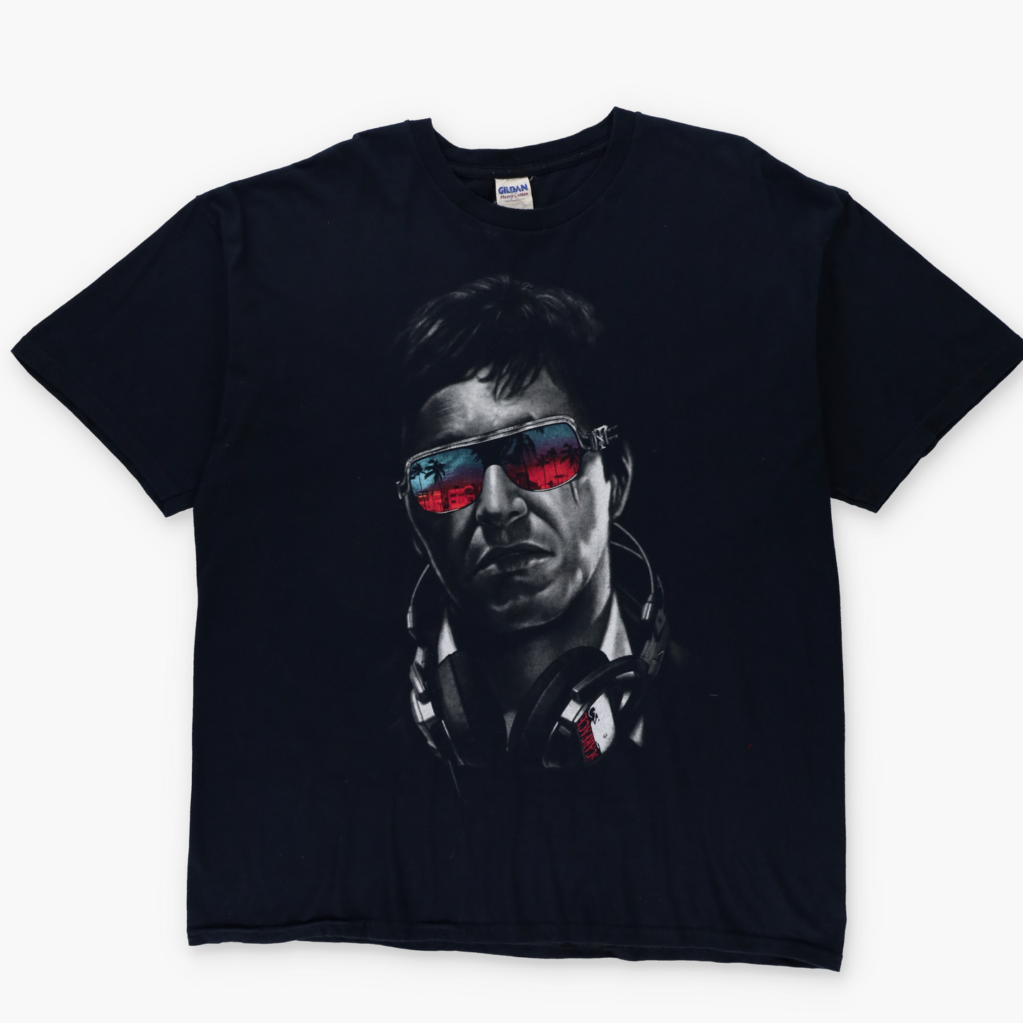 Scarface Al Pacino Tony Montana Sunglasses Graphic Cotton Black T-Shirt (L)