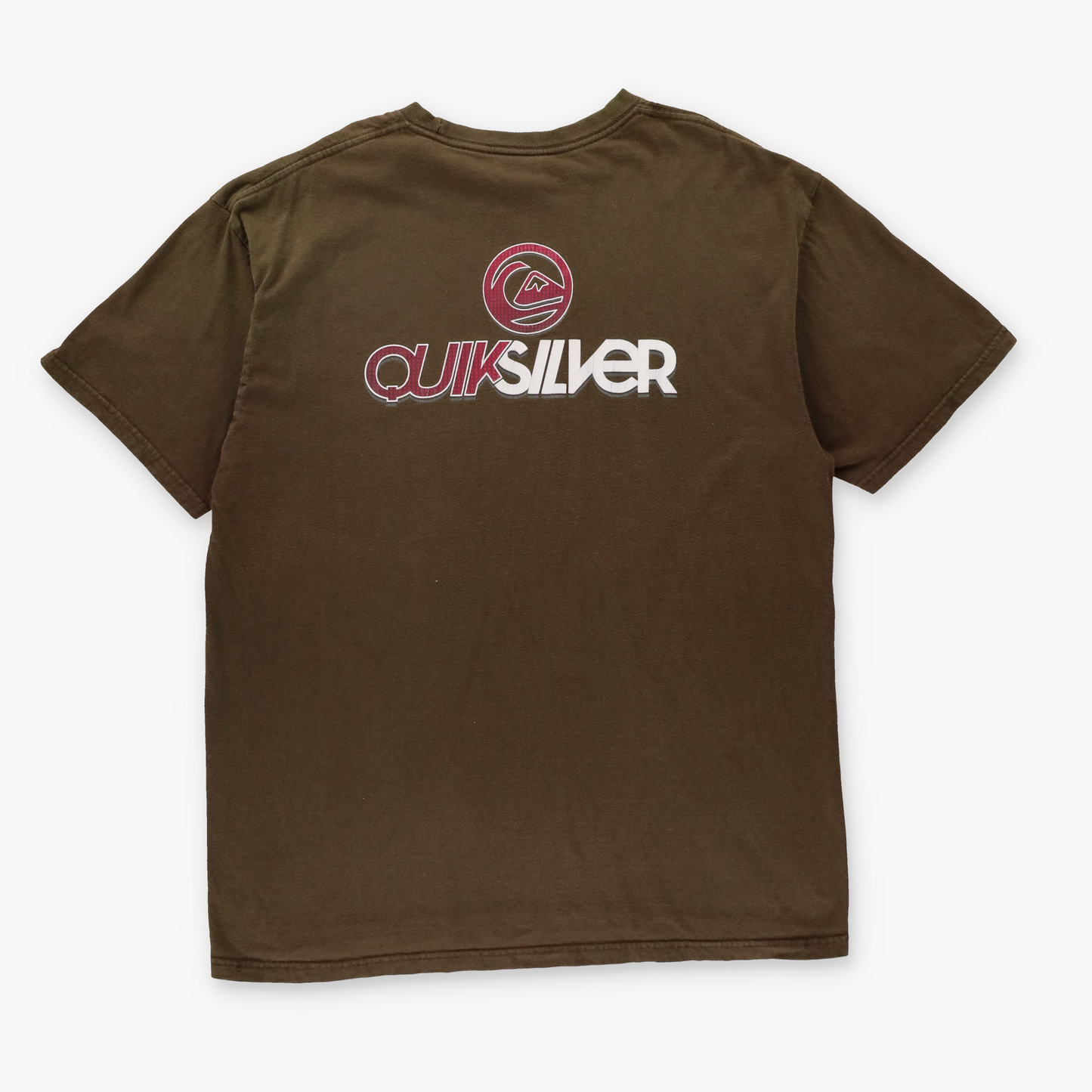 QUIKSILVER Vintage Brown Spell-Out Logo Surf T-Shirt (M-L)