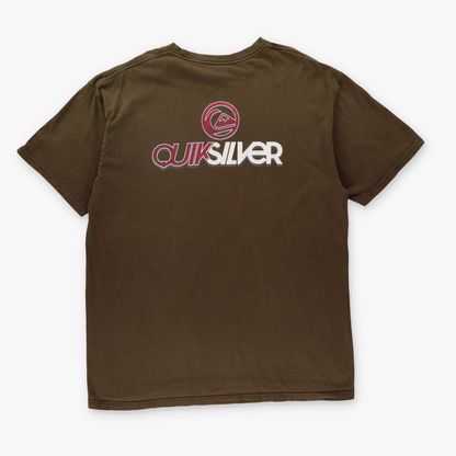 QUIKSILVER Vintage Brown Spell-Out Logo Surf T-Shirt (M-L)