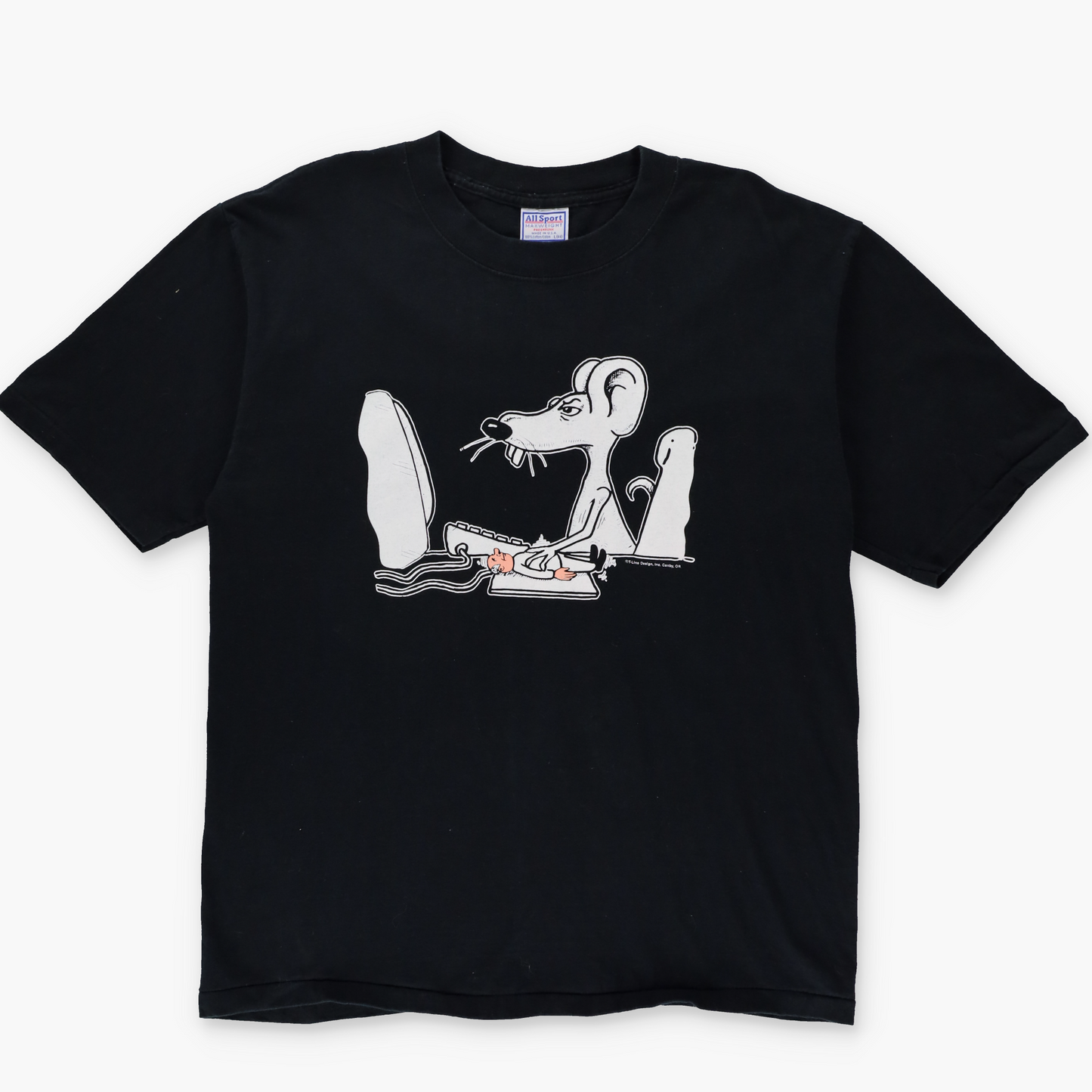 Vintage 'USA Made' Rat Mouse Computer Single Stitch Funny T-Shirt (L)