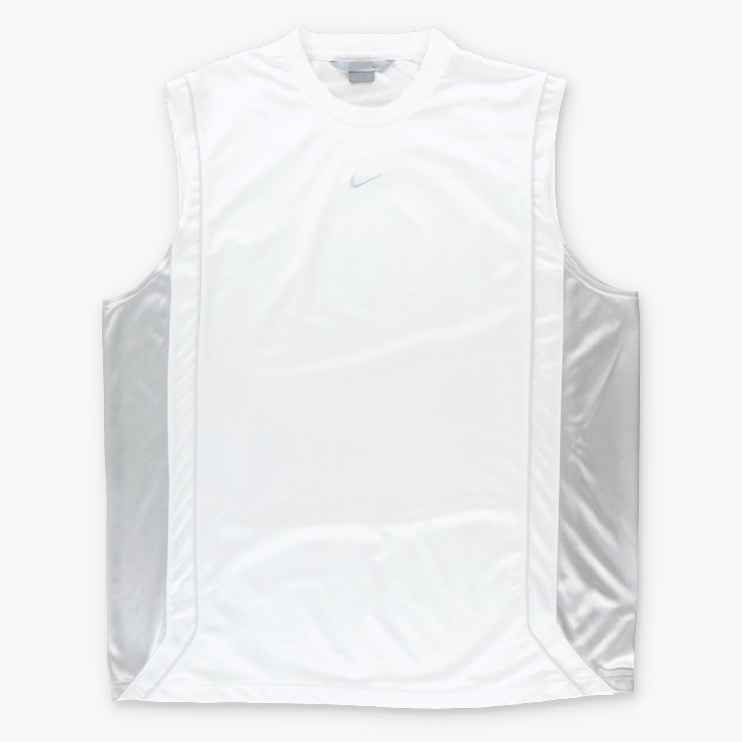 Vintage NIKE White & Silver Embroidered Swoosh Logo Y2K Tank Top Tee (XXL) Vintage Sole Melbourne
