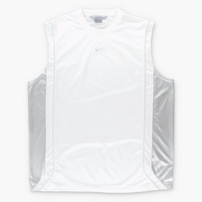 Vintage NIKE White & Silver Embroidered Swoosh Logo Y2K Tank Top Tee (XXL) Vintage Sole Melbourne