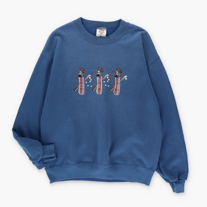 Golf 90s Embroidered Tartan Sweatshirt USA Made (L)