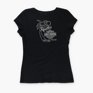 HARLEY DAVIDSON Rhinestone Centre Logo Y2K T-Shirt USA Made (Women's L-XL)