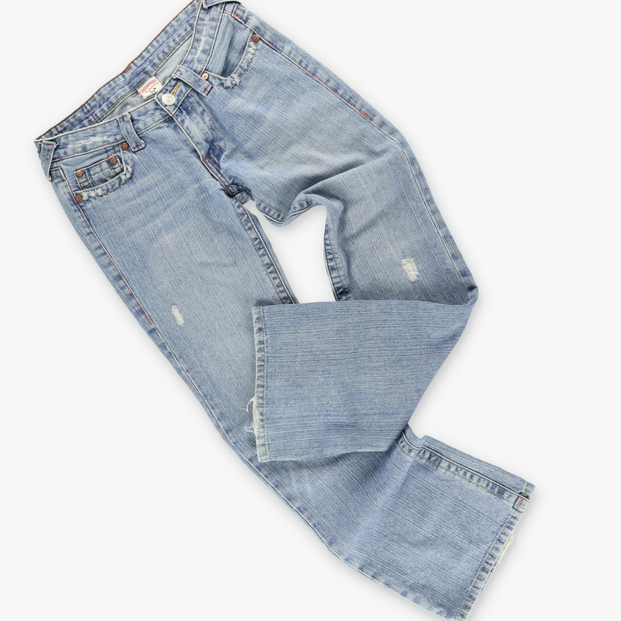 TRUE RELIGION 'Lady Godiva' Embroidered Y2K Jeans USA Made (29)