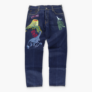 EVISU Heritage 'Umi Yama' Embroidered Volcano Y2K Jeans (38)
