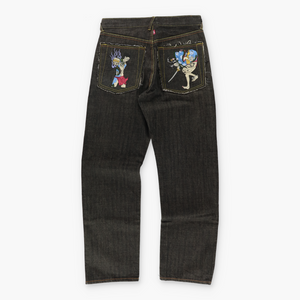 RMC RED MONKEY Double Samurai Embroidered Y2K Jeans (34)