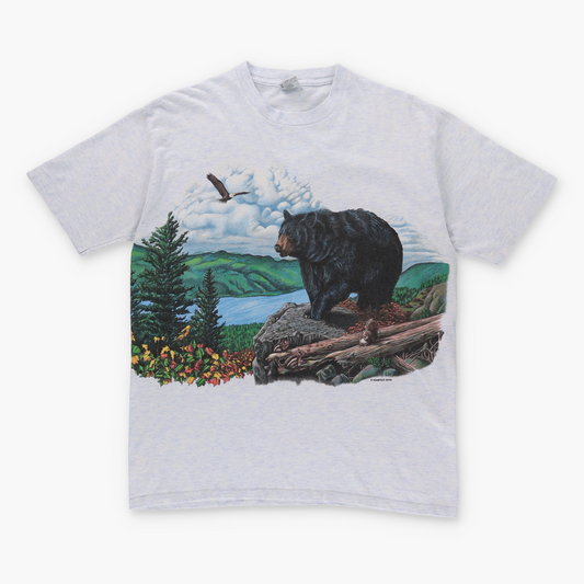 Vintage 1996 Black Bear Wildlife HABITAT Front Back USA Made Grey T-Shirt (M-L) Vintage Sole Melbourne