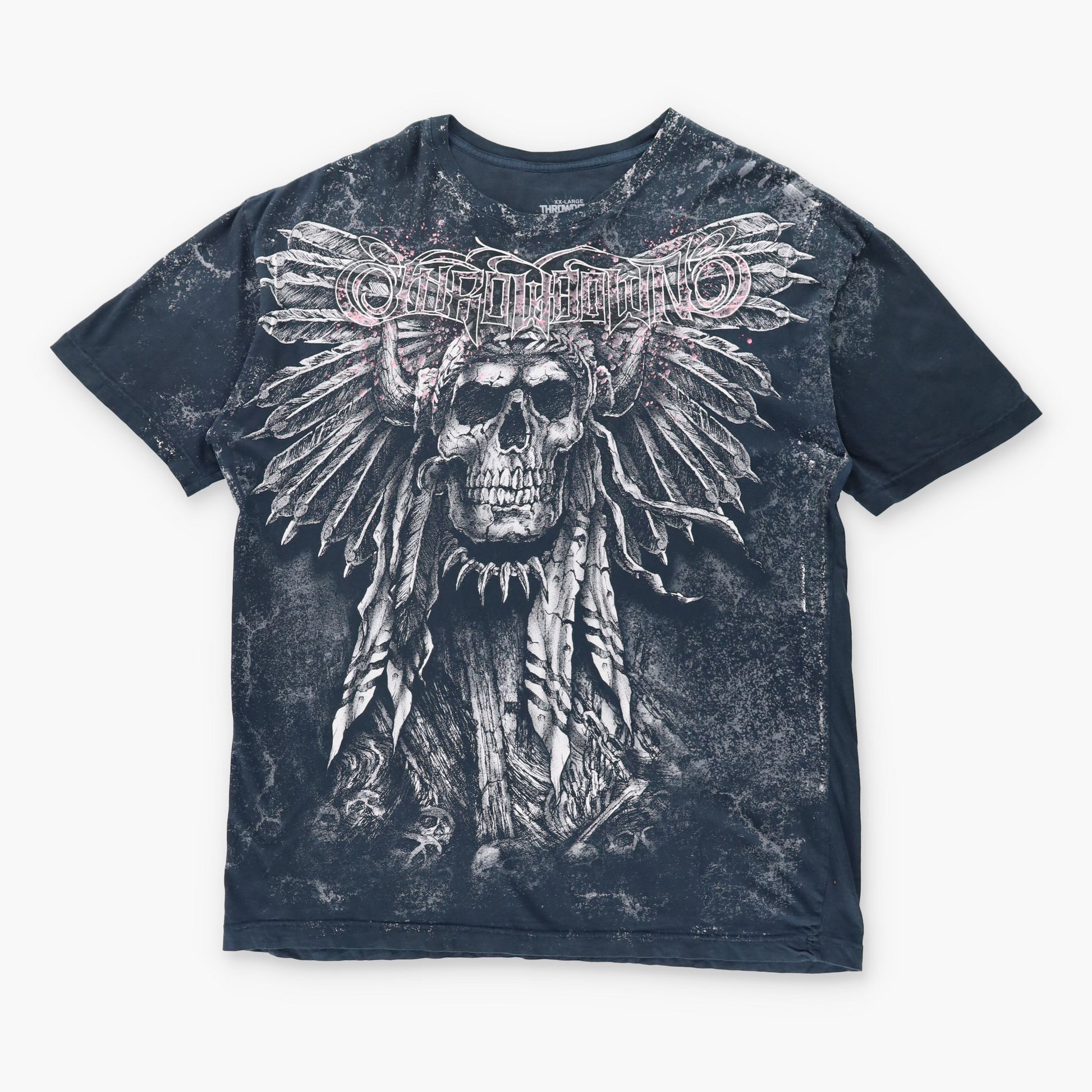 Vintage AFFLICTION Y2K 'Throwdown' Skull Grunge USA Made Black T-Shirt (XXL) Vintage Sole Melbourne