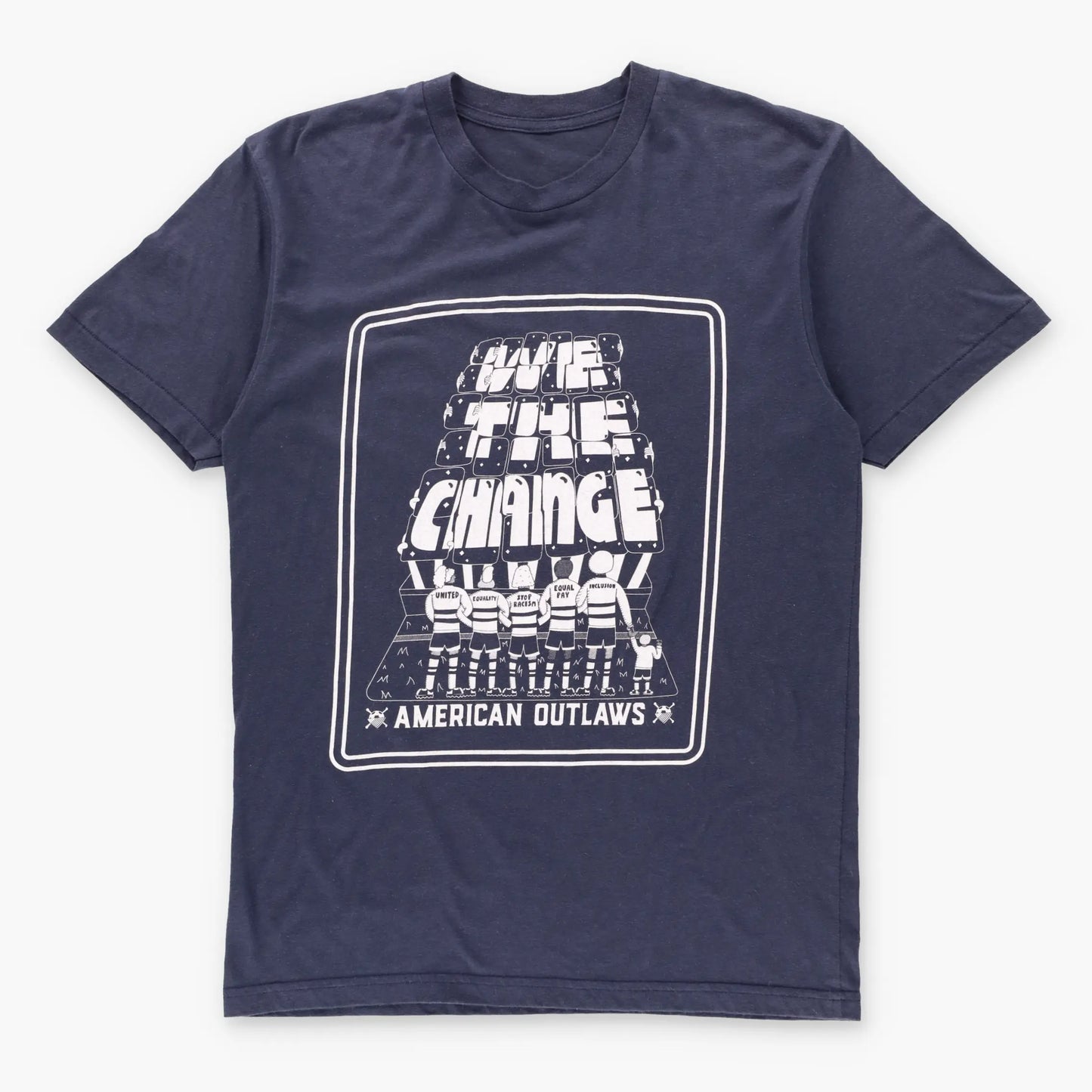 Vintage American Outlaws "We The Change" USWNT Navy Blue Soccer Tee (S TALL)