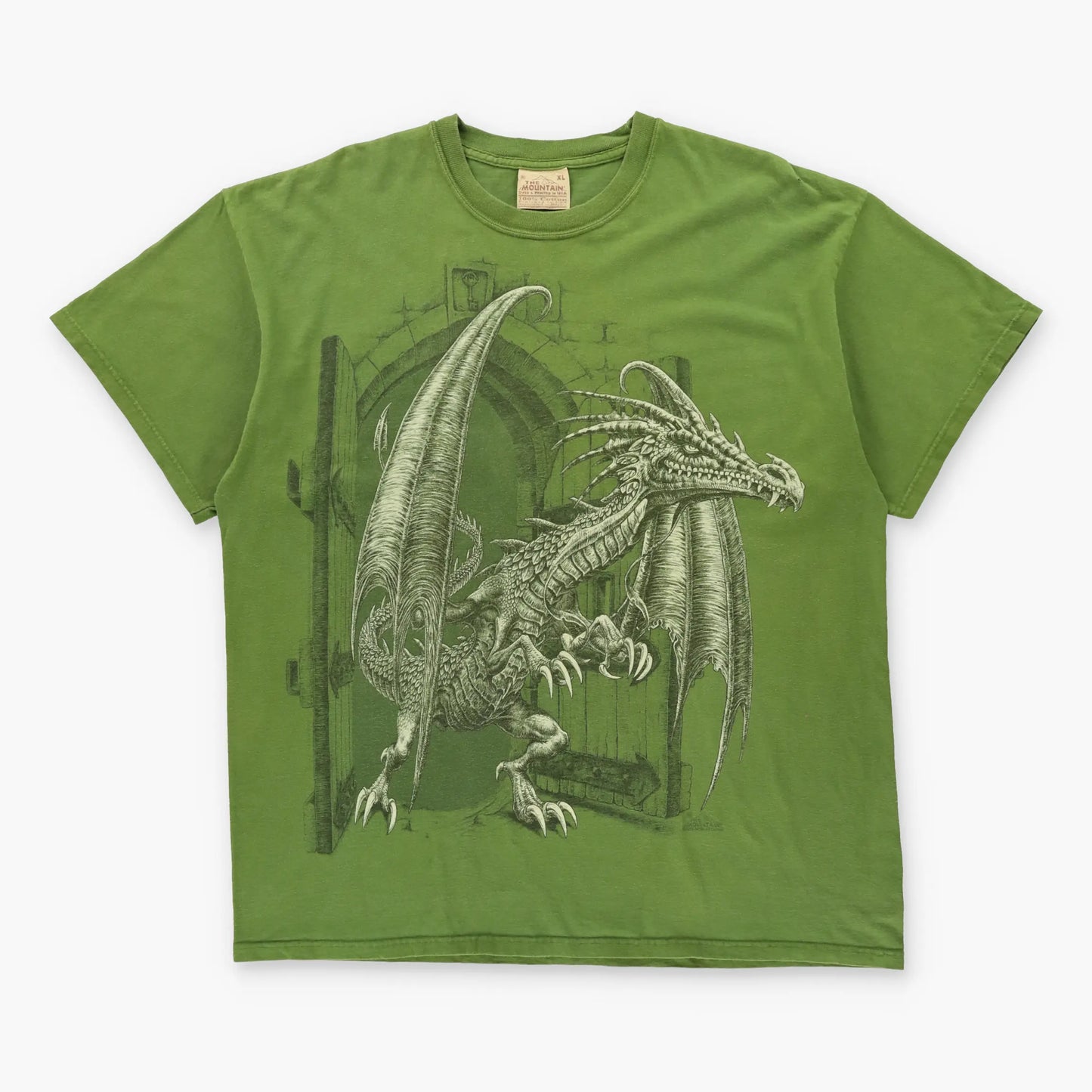 Vintage Castle Dragon THE MOUNTAIN Fantasy Green T-Shirt (XL)