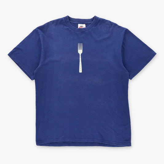 Vintage NIKE ACG "Eat Dirt" Fork Graphic Navy Blue T-Shirt (M)