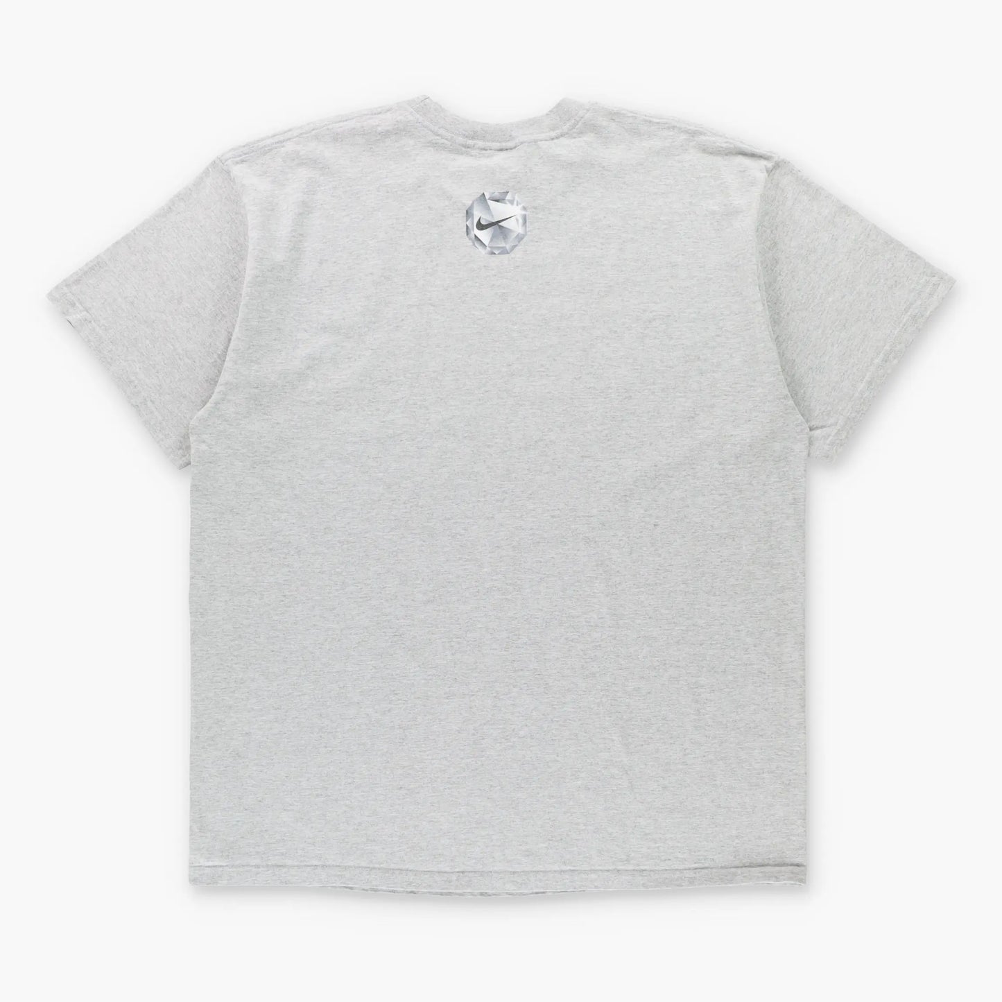 Vintage NIKE Diamond Centre Swoosh Logo Silver Shimmer Graphic Tee (XL)