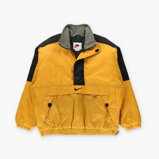 NIKE Yellow & Black Textured Detailing Swoosh Logo Heavy Puffer Jacket (M-L)