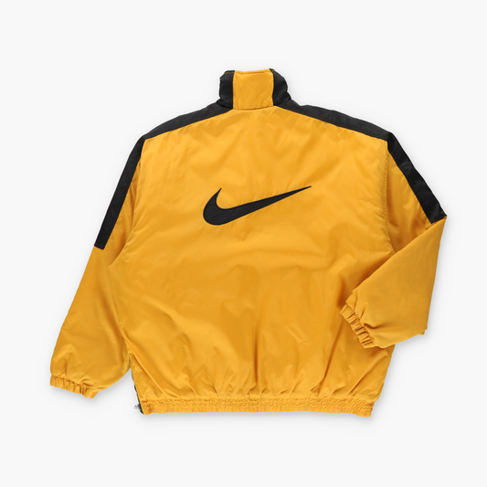NIKE Yellow & Black Textured Detailing Swoosh Logo Heavy Puffer Jacket (M-L)