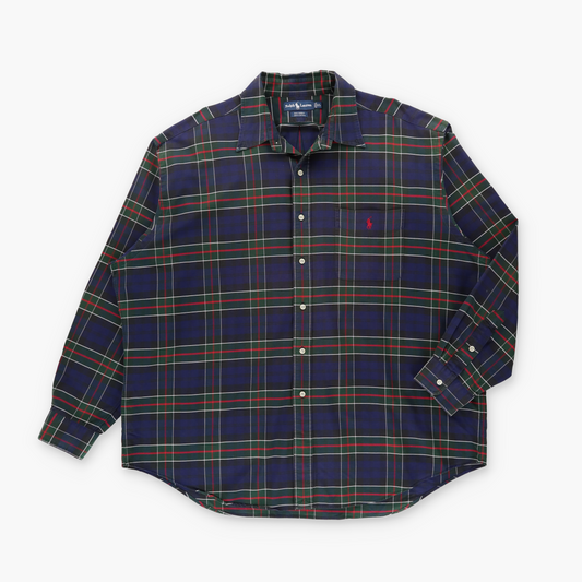 RALPH LAUREN Button Down Blue Plaid Embroidered Logo Big Shirt (XL-XXL)