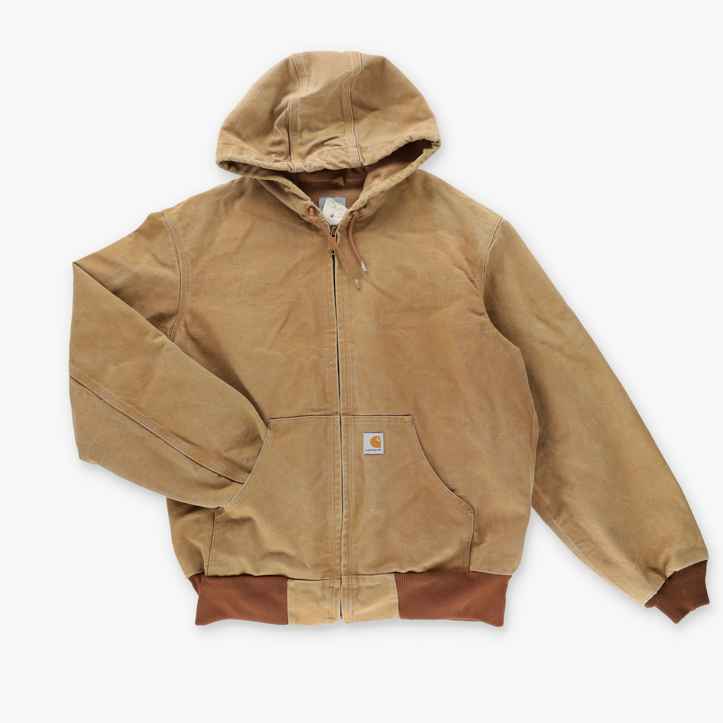 CARHARTT J131 'USA Made' Brown Hooded Zip-Up Canvas Jacket (XL)
