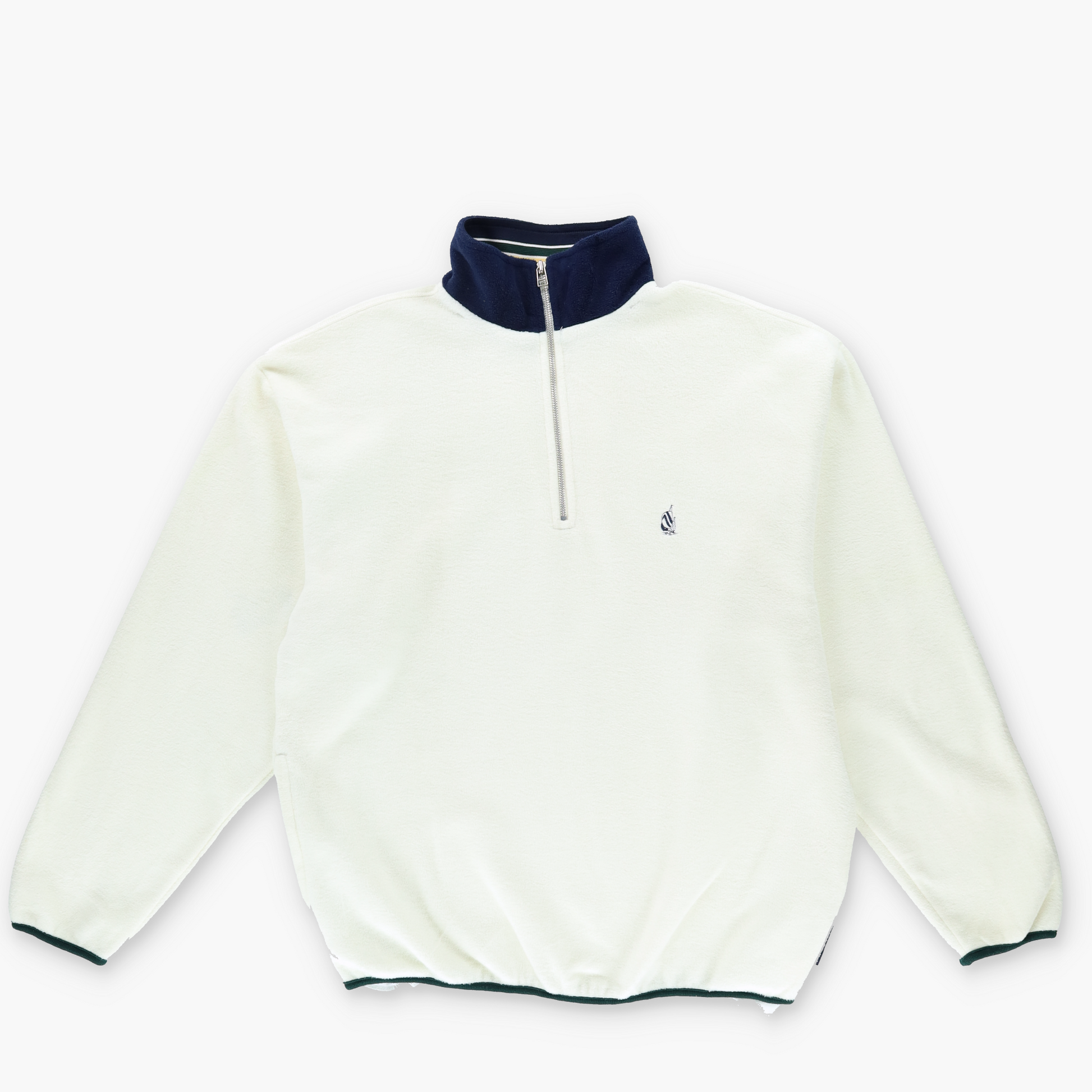 NAUTICA White Navy USA Made 1/4 Zip Fleece Sweatshirt (XL