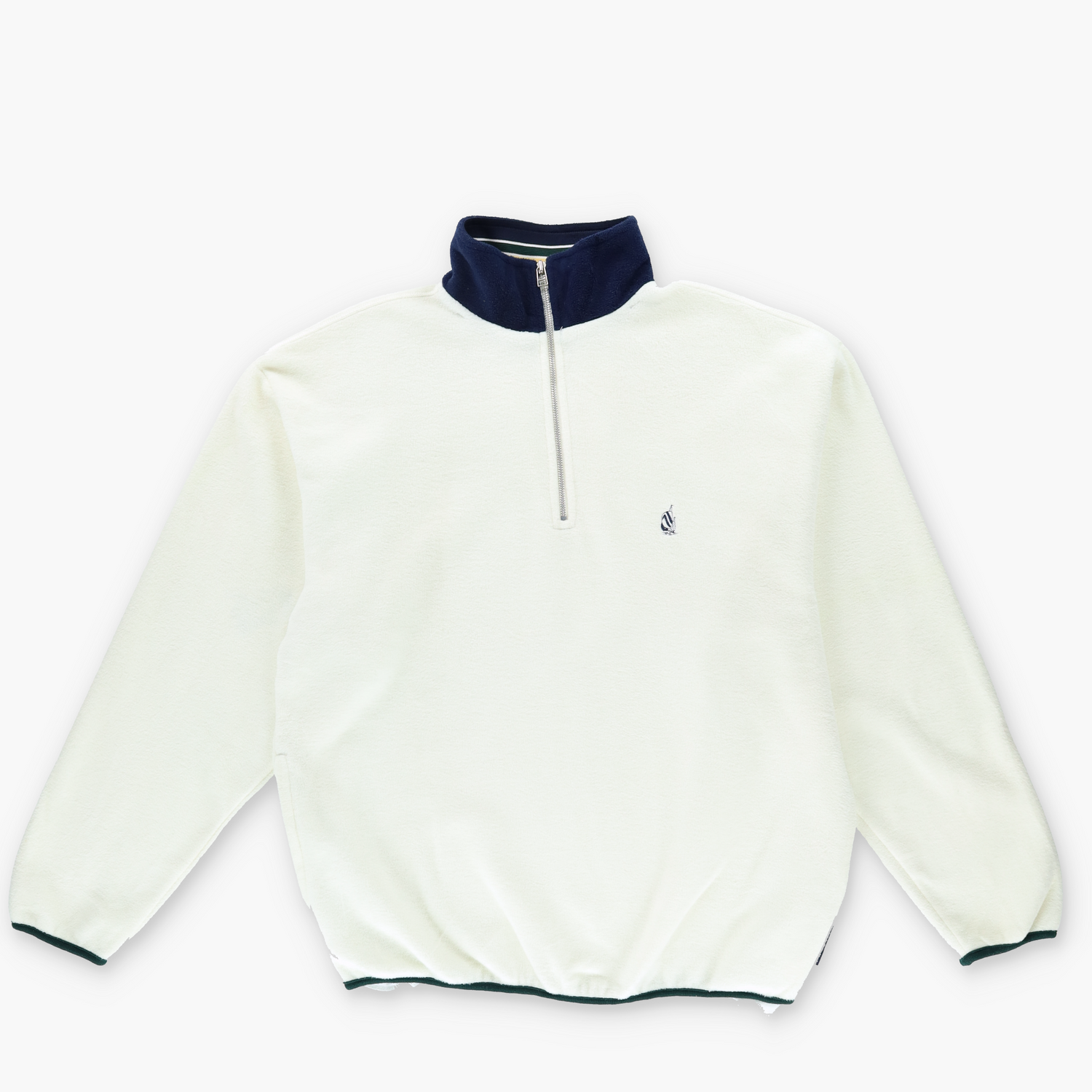 NAUTICA White & Navy USA Made 1/4 Zip Fleece Sweatshirt (XL) Vintage Sole Melbourne
