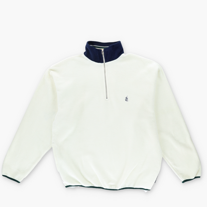 NAUTICA White & Navy USA Made 1/4 Zip Fleece Sweatshirt (XL)