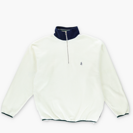 NAUTICA White & Navy USA Made 1/4 Zip Fleece Sweatshirt (XL)