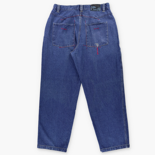 FUBU The Collection Circa XC11 Blue Embroidered Detail Jeans (36)