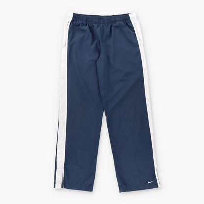 NIKE Navy Blue & White Embroidered Swoosh Logo Side Split Hem Track Pants (M)