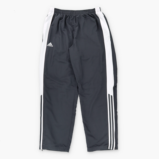 ADIDAS Black & White Embroidered Logo Mesh Lined 'Climaproof' Straight Leg Track Pants (M)