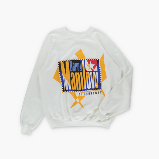Barry Manilow On Broadway 1985 USA Made HANES White Sweatshirt (XL-XXL)