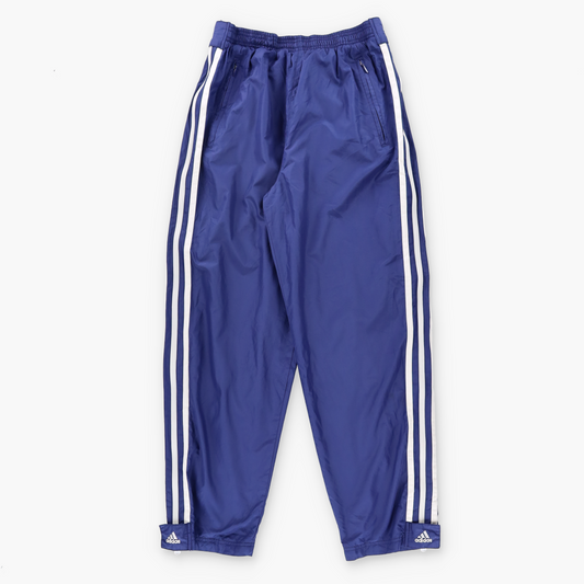 ADIDAS Blue & White 3-Stripe Full Side Zip Wide Leg Track Pants (M)