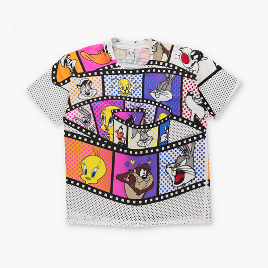 Looney Tunes Characters & Film Reels Colourful Polka Dot Single Stitch Tee USA Made (XXL)