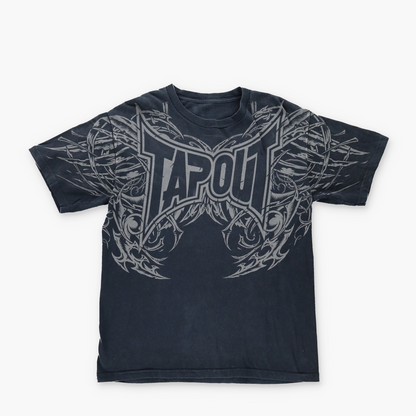 TAPOUT Y2K Grunge Punk Double Sided Graphic Black T-Shirt (S)