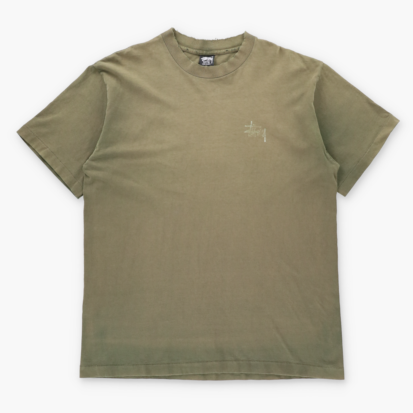 Vintage STUSSY Single Stitch USA Made Distressed Olive Green Tee (XL TALL) ***COCO Vintage Sole Melbourne