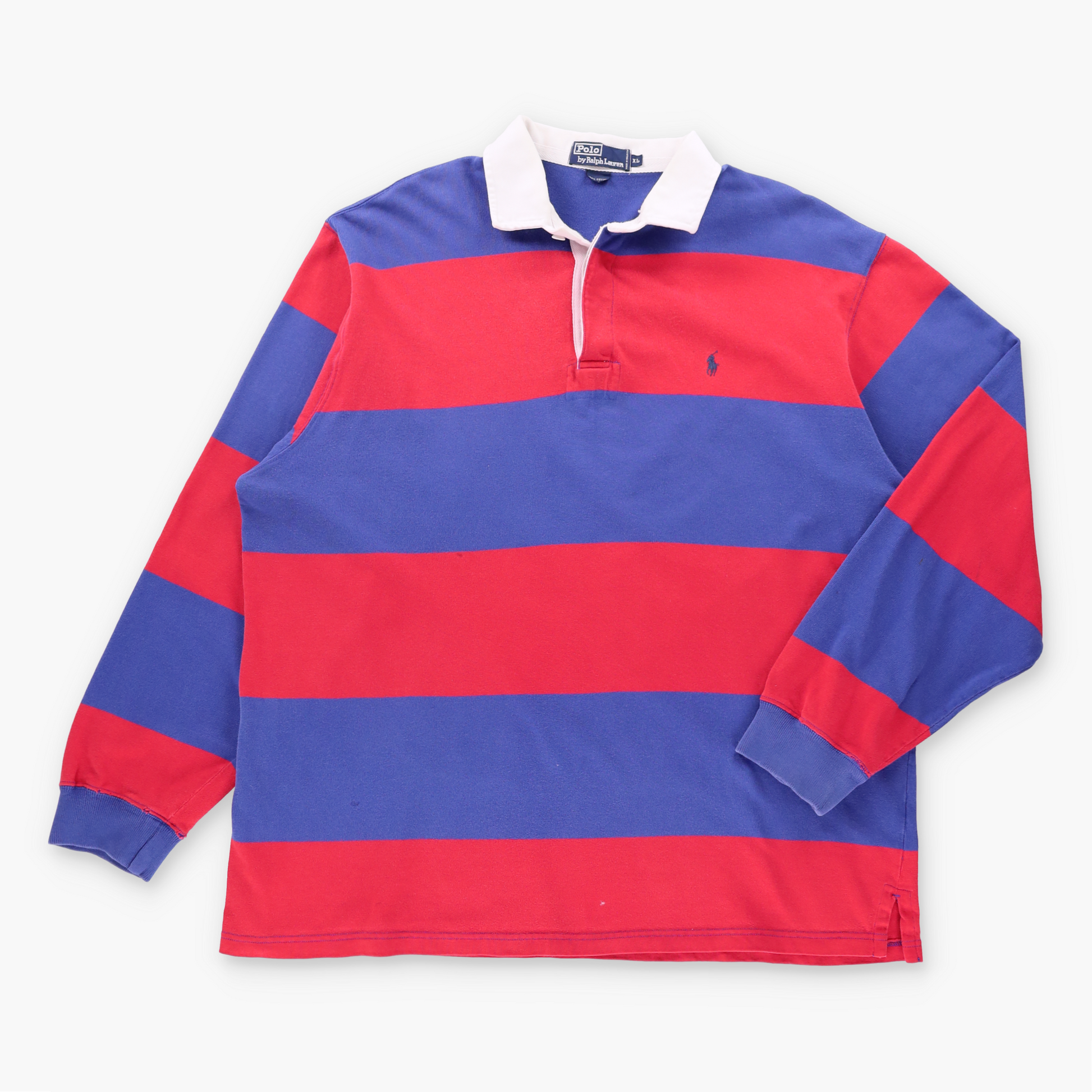 Vintage POLO RALPH LAUREN Embroidered Pony Logo Blue & Red Striped Rugby Jumper (XXL) ***COCO Vintage Sole Melbourne
