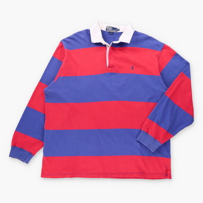 Vintage POLO RALPH LAUREN Embroidered Pony Logo Blue & Red Striped Rugby Jumper (XXL) ***COCO Vintage Sole Melbourne