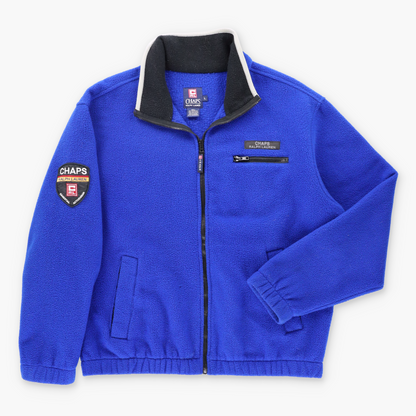 RALPH LAUREN CHAPS "Essential Activewear" Logo Patch Royal Blue Full Zip Fleece Jacket (L) ***COCO Vintage Sole Melbourne