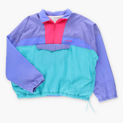 Vintage ADIDAS Teal & Purple Colour Block Pink Embroidered Logo 1/4 Zip Windbreaker Pop Over (XXL-XXXL) ***COCO Vintage Sole Melbourne