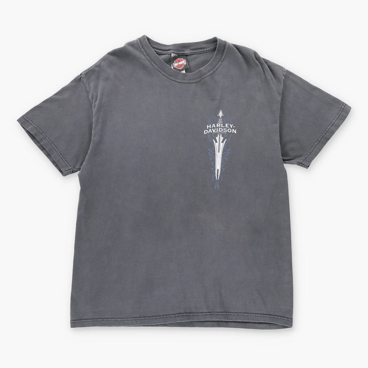 Vintage HARLEY DAVIDSON Y2K 'Low Country' Grey Faded USA Made Motorcycle T-Shirt (L)