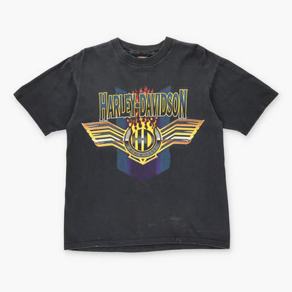 Vintage 1994 HARLEY DAVIDSON Single Stitch Boxy Black Motorcycle T-Shirt (S-M)