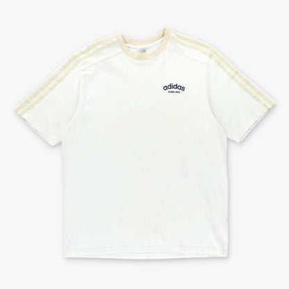 Vintage ADIDAS Y2K 'Athens 2004' USA Olympic Embroidered Beige & White Ringer T-Shirt (M)