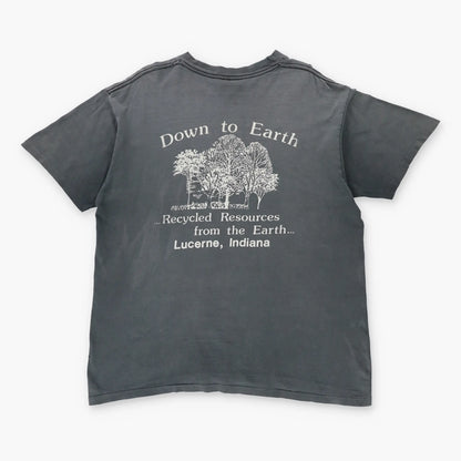 Vintage HARLEY DAVIDSON 'Down To Earth' Grey Single Stitch Motorcycle T-Shirt (XL)