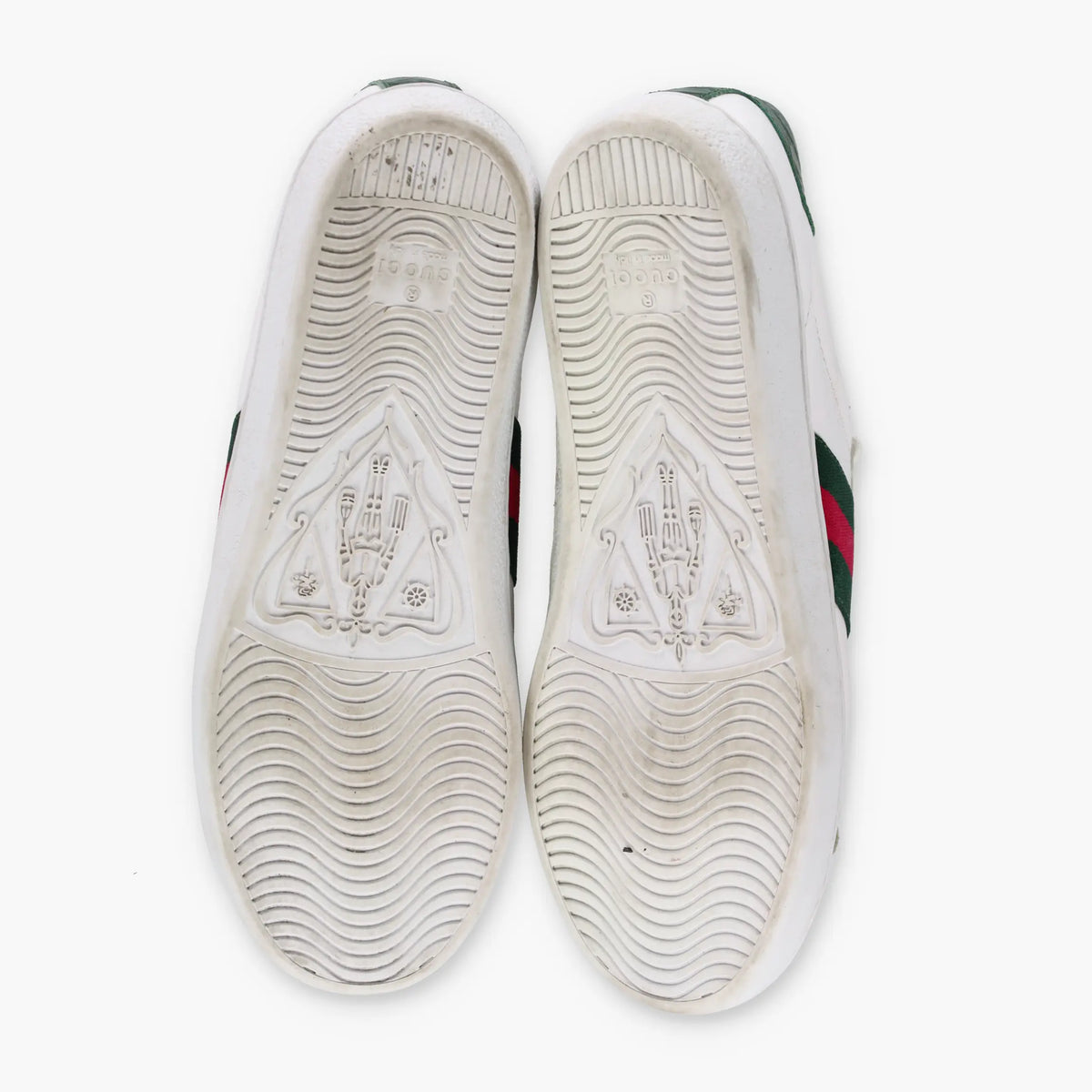 GUCCI Signature Red & Green Stripe Italian Made White 'Ace' Sneakers (40)
