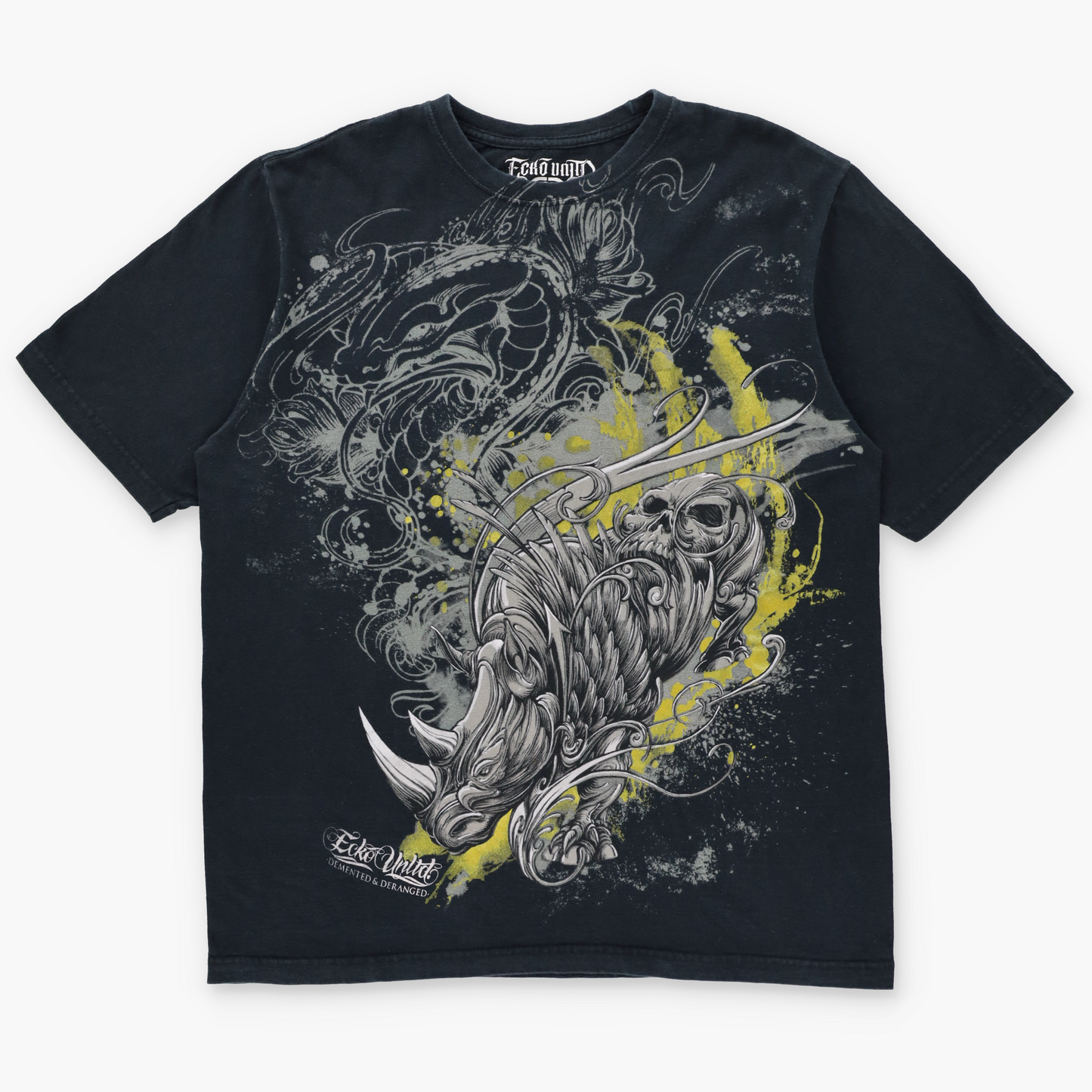 ECKO UNLTD "Demented & Deranged" Double Sided Black Y2K Style T-Shirt (XL-XXL)