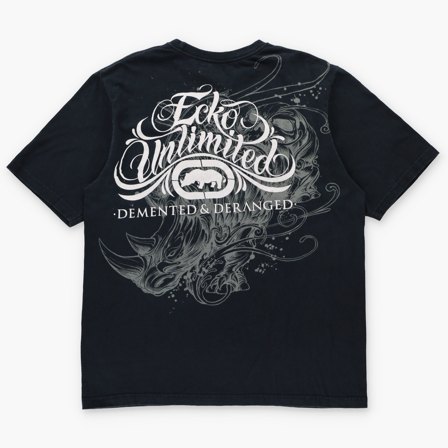 ECKO UNLTD "Demented & Deranged" Double Sided Black Y2K Style T-Shirt (XL-XXL)