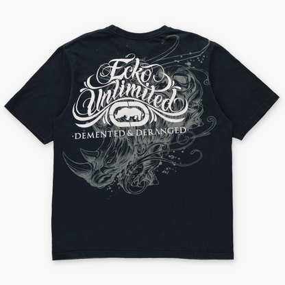 ECKO UNLTD "Demented & Deranged" Double Sided Black Y2K Style T-Shirt (XL-XXL)