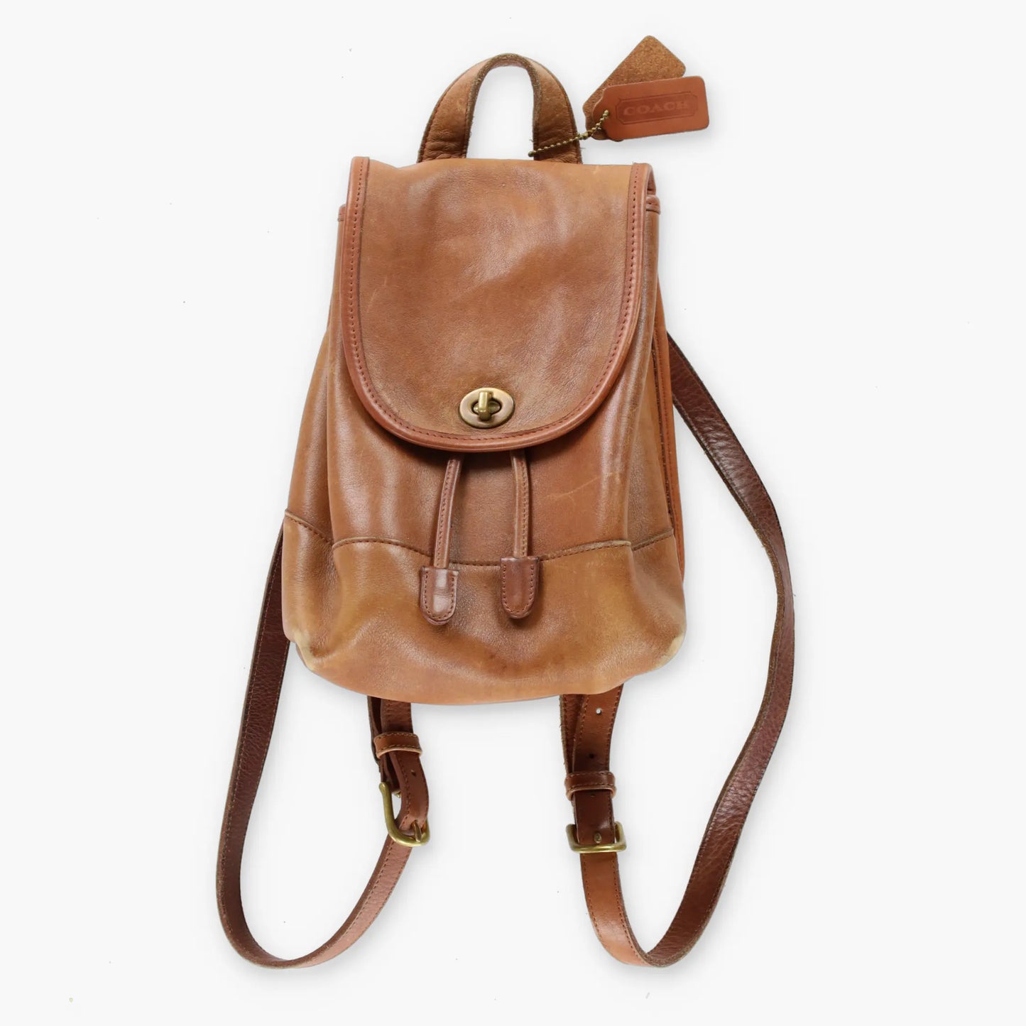 COACH 9960 'Daypack' Brown Leather Turnlock Backpack Bag - Vintage Sole Melbourne