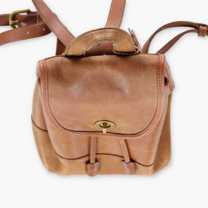 COACH 9960 'Daypack' Brown Leather Turnlock Backpack Bag - Vintage Sole Melbourne