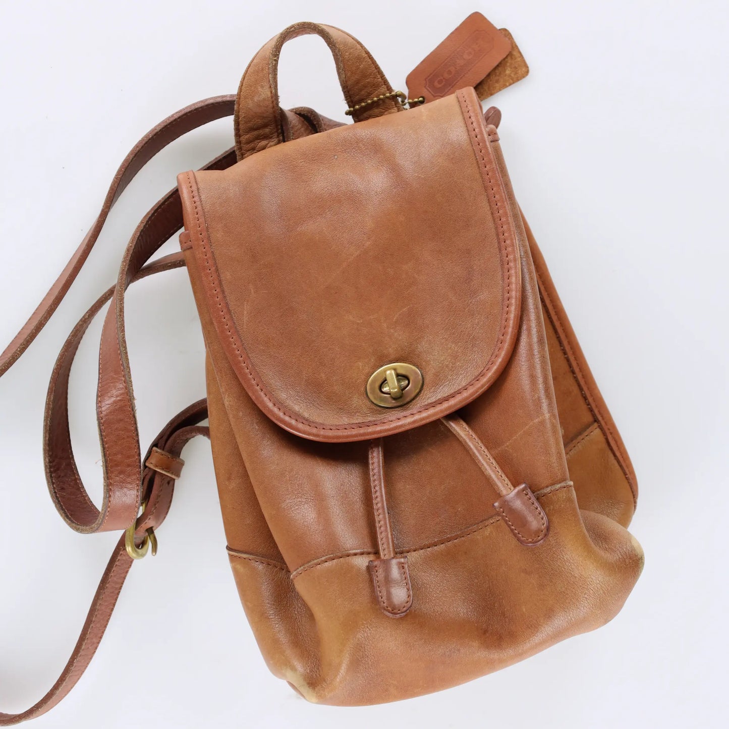 COACH 9960 'Daypack' Brown Leather Turnlock Backpack Bag - Vintage Sole Melbourne
